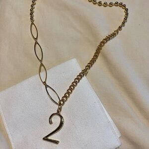 Gold Number Pendant Necklace